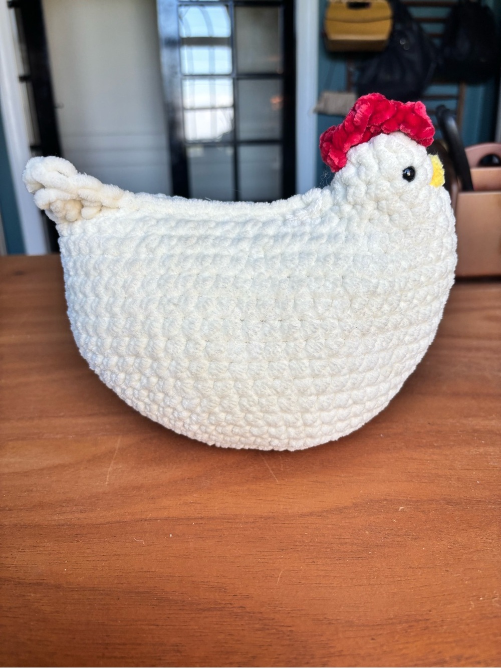 Handmade Crochet Chicken Plushie – Ultra-Soft Chunky Chenille Hen